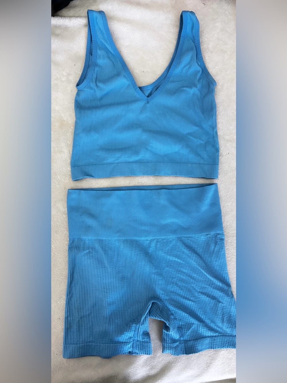 Colsie Blue Ribbed Athletic Shorts Set
